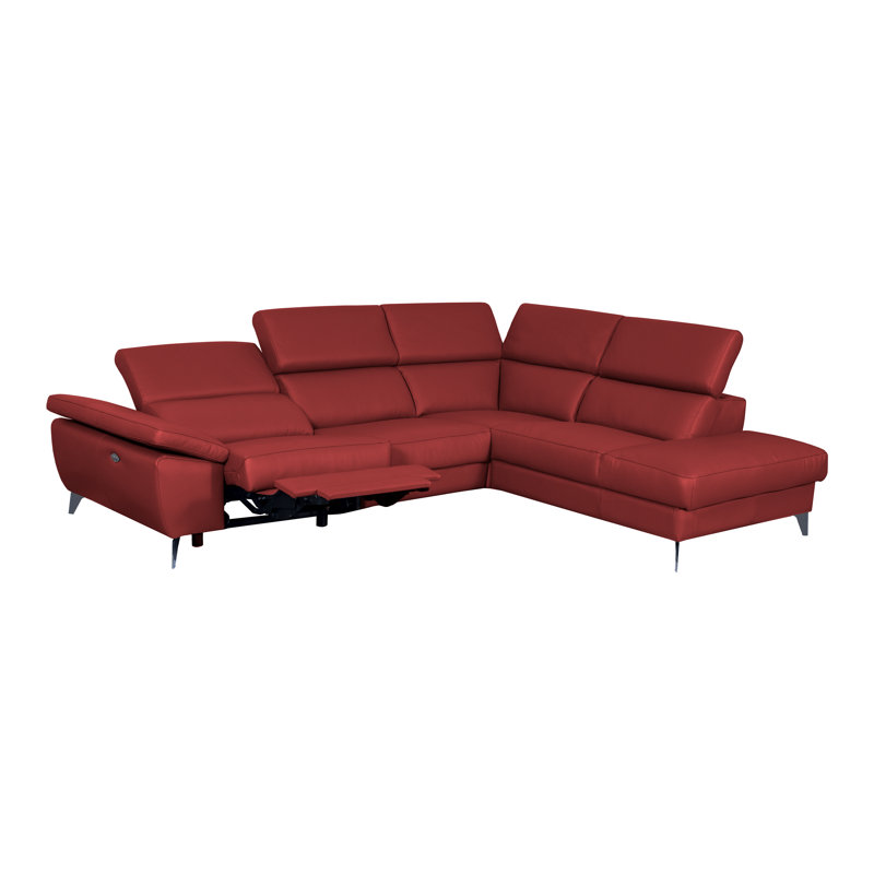 La Crosse Genuine Leather Electric Reclining Corner Sofa, Red, Right Hand Facing