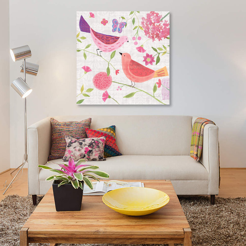 «Damask Floral and Bird IV», reproduction sur toile, H 12 po x l 12 po x P 0,75 po