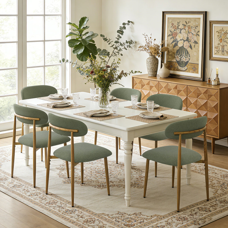 Chaise d'appoint rembourrée, Wood, Green