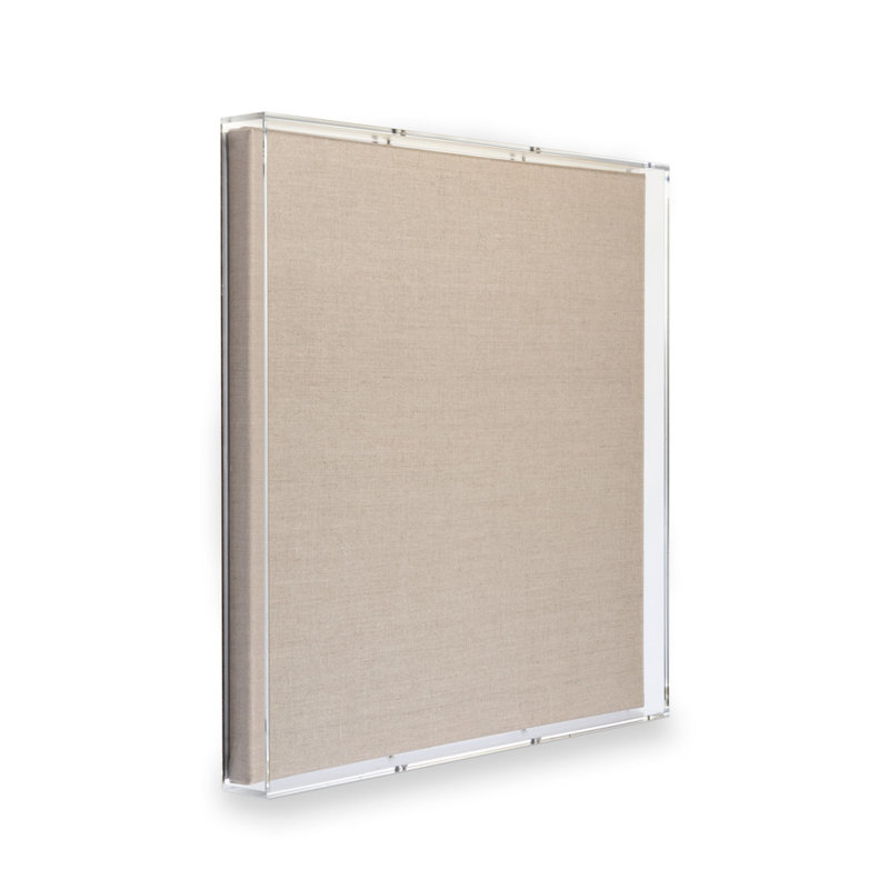 Boîte-cadre moderne en acrylique avec toile de lin profondeur 2 po | Qualité UV, L 30 po x H 30 po
