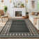 Modern Easy Jute Rug Machine Washable Geometric Bordered Indoor Outdoor Carpet with Non-Slip Backing, Non-Shedding Floor Cover for Backyard, Bedroom, Patio