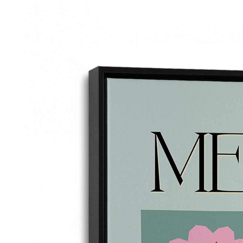 Mexico City Folk Art Canvas Print , Satin Black Floater Framed, 48.75" H x 32.75" W x 1.75" D