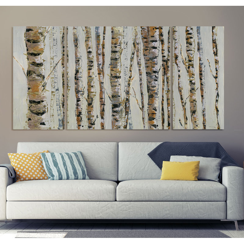 Éclat de bouleau-multi-pièces sur toile, H 40 po x l 80 po x P 1,5 po