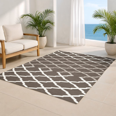 Tapis gris intérieur et extérieur Trellis