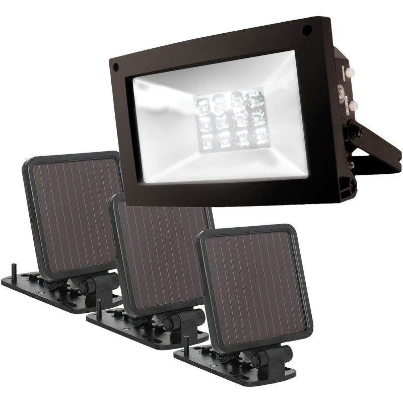 Black Solar-Powered LED Flagpole Flood Light