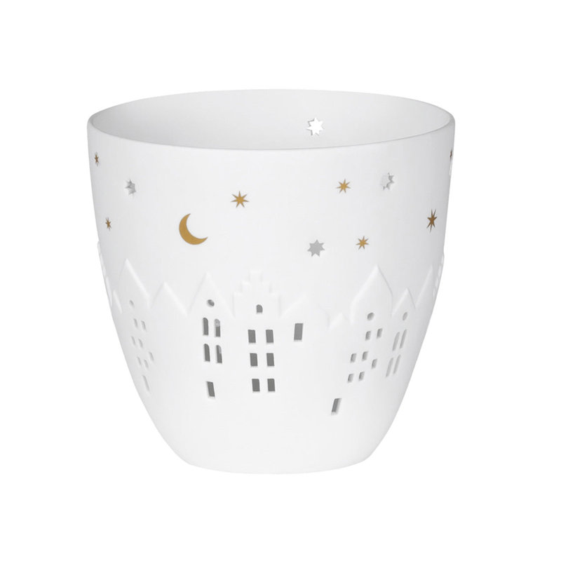 Poetry Tealight Holder with Village Houses Design - Medium
