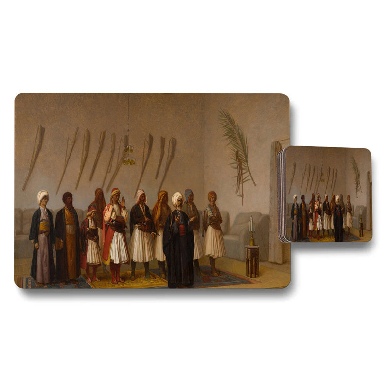 Desert Scene Placemat and Coaster Set With Camel Caravan