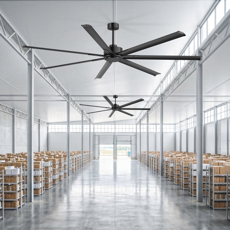 84/96/108/120 Inch Extra Large Ceiling Fan With Remote Control,Industrial Aluminum Blades Ceiling Fan Without Light, 84" Wide