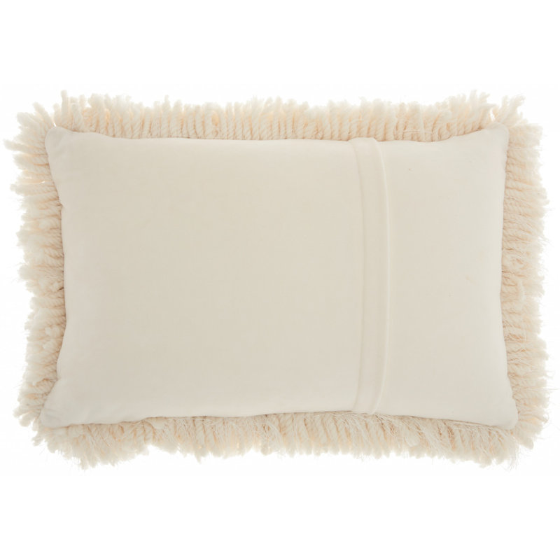 Cream Shag 14" x 20" Polyester Decorative Throw Pillow