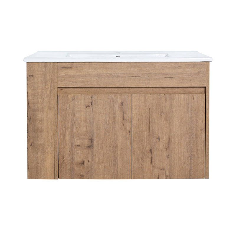 Meuble-lavabo de 30 pouces avec lavabo en céramique blanche et tablette réglable
