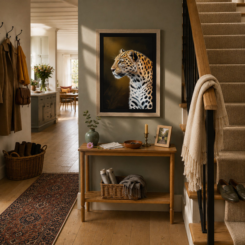 Leopard In Profile Modern - Print, Oak, A4 - 29.7 x 21.0 cm