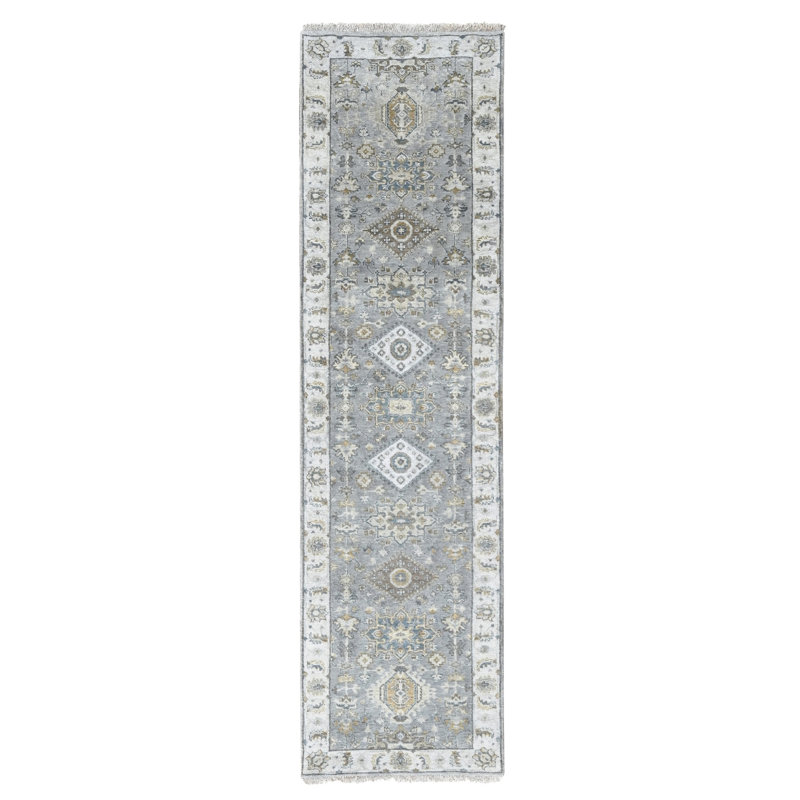 Tapis de couloir gris nouvel âge en laine 2 pi 7 po x 10 pi Wyndee
