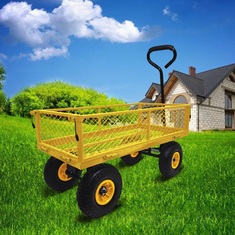 Chariot de jardin en métal, Jaune