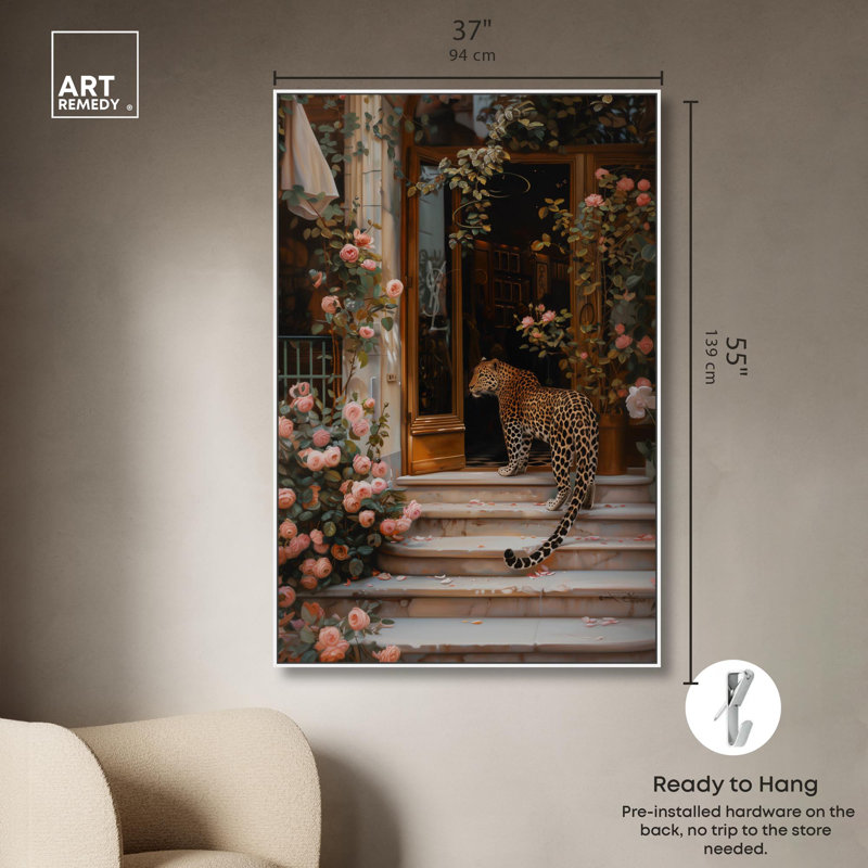 Art Remedy Modern Tiger Art Canvas, 55" H x 37" W, White Floater Framed