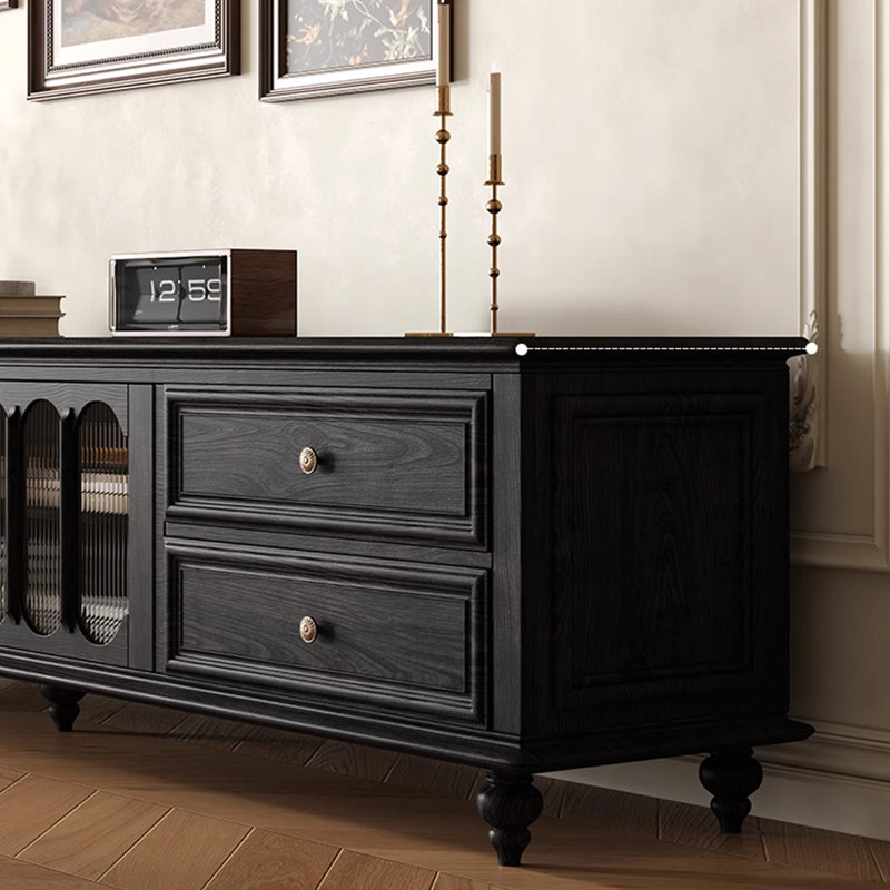 American retro style TV stand, Black, 78.74"