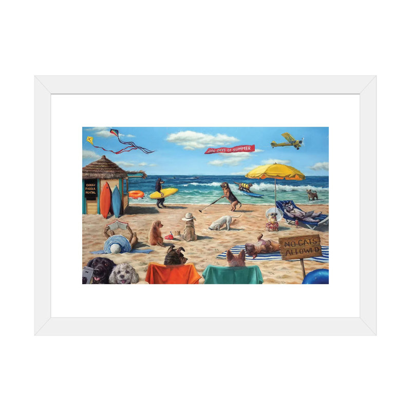 «Dog Beach» - reproduction d'art, H 16 po x l 24 po x P 1 po, Papier blanc
