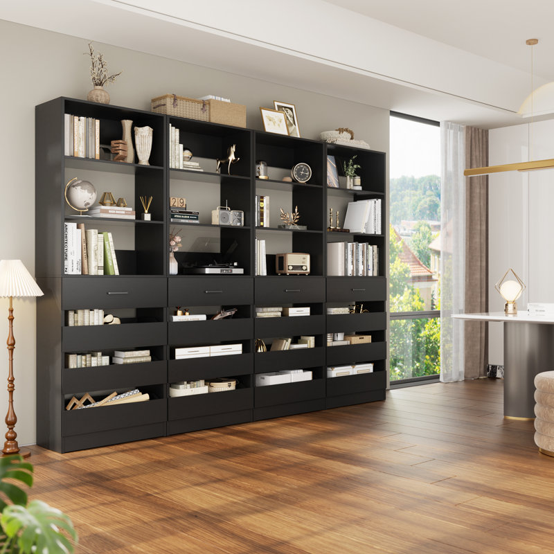 85.2"-462.8" Closet System With Drawers And Rods, Black