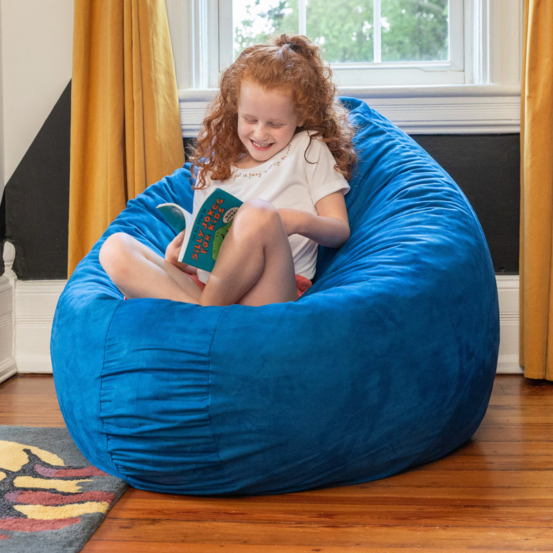 4 Ft. Cocoon Kids Bean Bag Chair and Crash Pad - Microsuede, Blueberry Microsuede