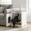 Meuble de litière moderne pour chat avec tablette de rangement et crochet latéral, armoire pour chat caché avec finition blanche pour le salon et la chambre à coucher