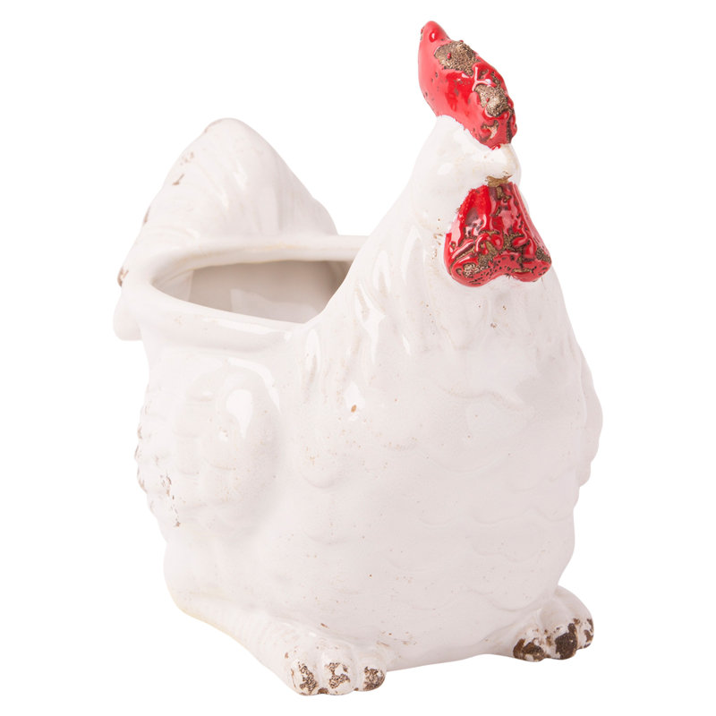 8.7"H Ceramic Rooster Planter