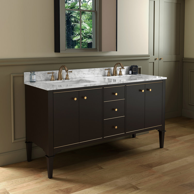 Ensemble de meuble-lavabo double 61 po Gabatter, Espresso