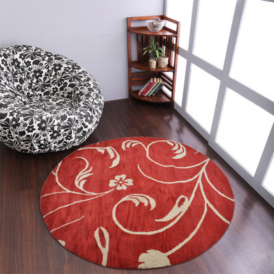 HAND TUFTED WOOL ECO-FRIENDLY AREA RUGS - Round | Floral Design | Area Rugs for Living room,Bedroom