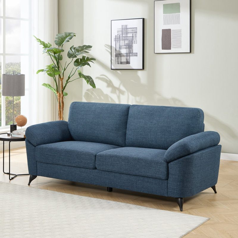 Sabita 4 Seater Linen Sofa, Blue
