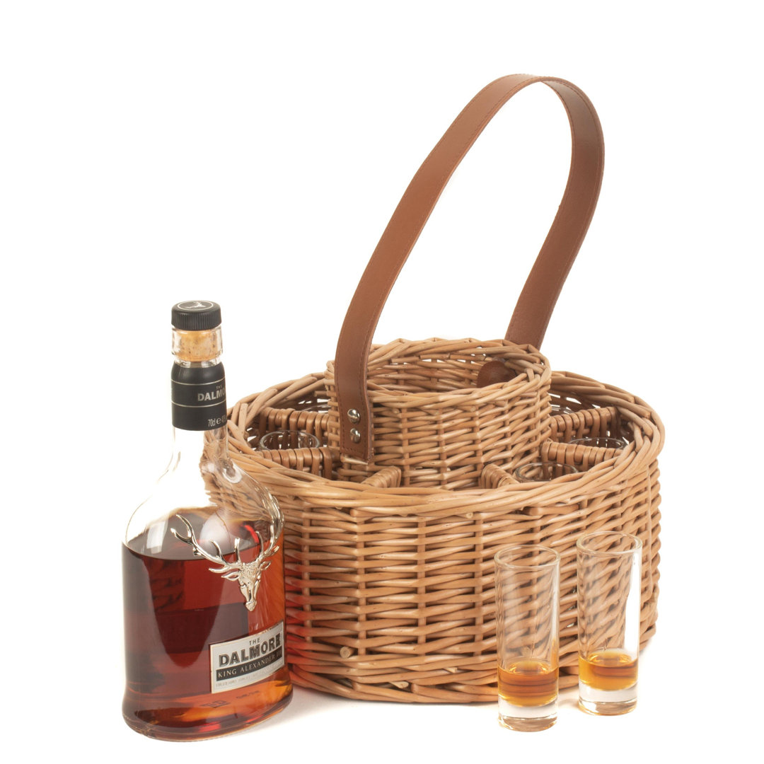 Wicker Drinks Celebration Carrier Basket with glasses