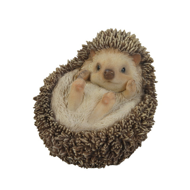 Small Brown Polyresin Hedgehog Garden Statue