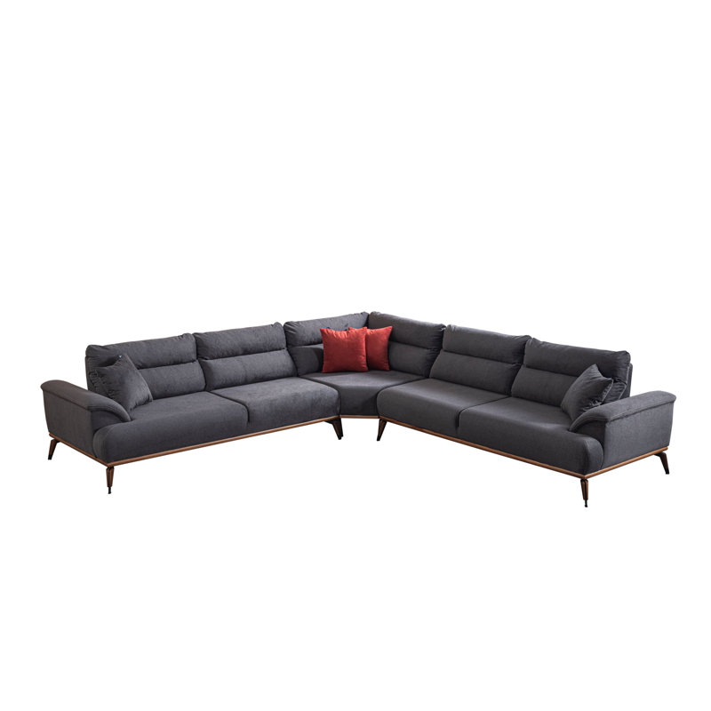 Velvet L-Shaped Sectional Right Hand Facing