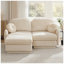 Canapé modulaire en L avec causeuse en chenille crème beige et repose-pieds-403819521-403819525