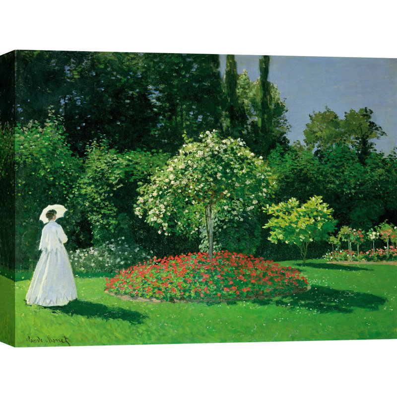 Young Woman In A Garden by Claude Monet - Wrapped Canvas Painting, 60cm H x 80cm W x 4cm D