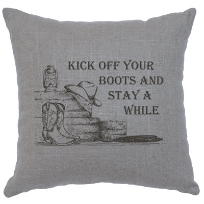 Coussin Wooded River Image - Kick off bottes - Lin gris
