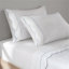 Ensemble de draps en coton 4 pièces pour grand lit, blanc et bleu-132452571-132452572