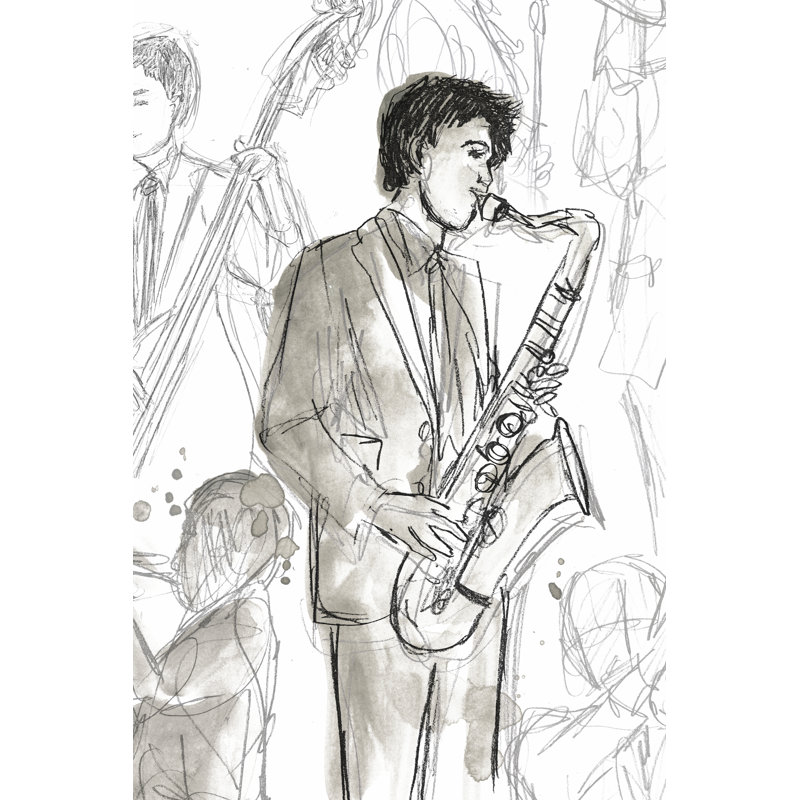 Jazz Sketchbook I by June Erica Vess - Painting Print, Wrapped Canvas, 30cm H x 20cm W
