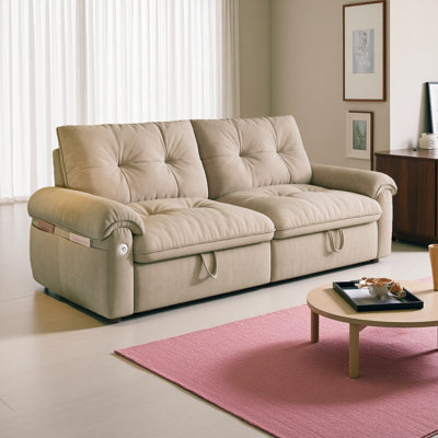 77-Inch Convertible Sofa Bed, And A 2-In-1 Piece Suitable For Both Sitting And Lying. Made Of Cloud-Like Fabric