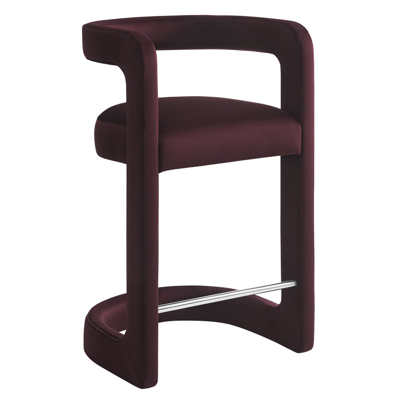 Winslow Performance Velvet Stool, Mulberry, Counter Stool (27" Seat Height)