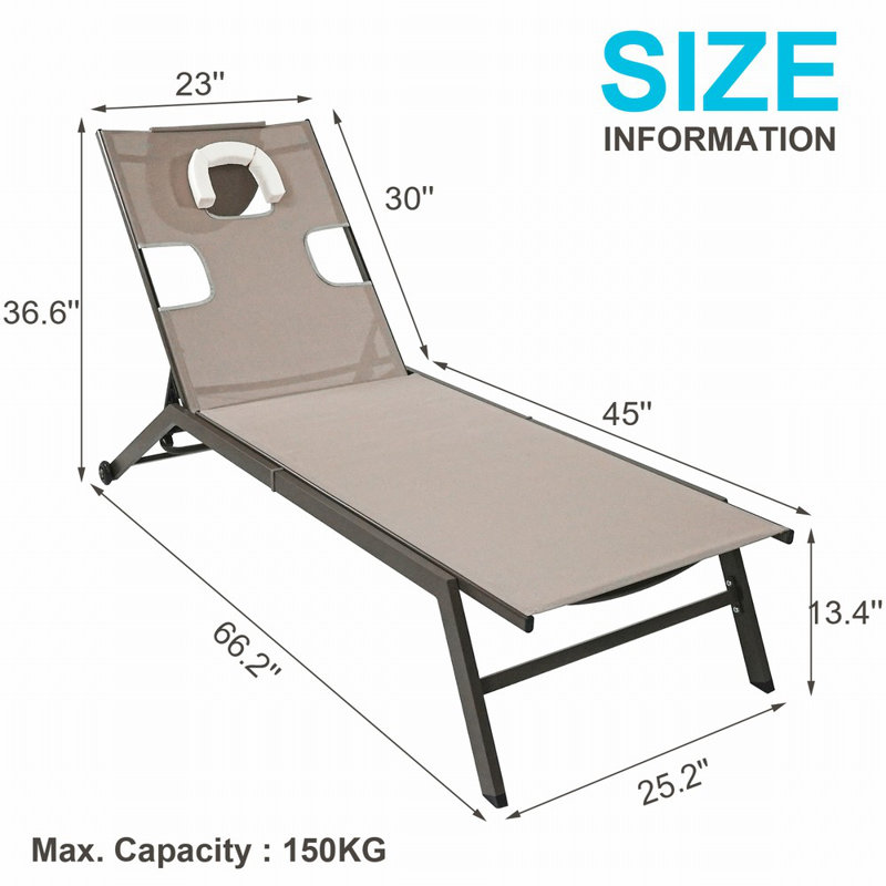 Faysal 166cm Long Single Chaise, Brown
