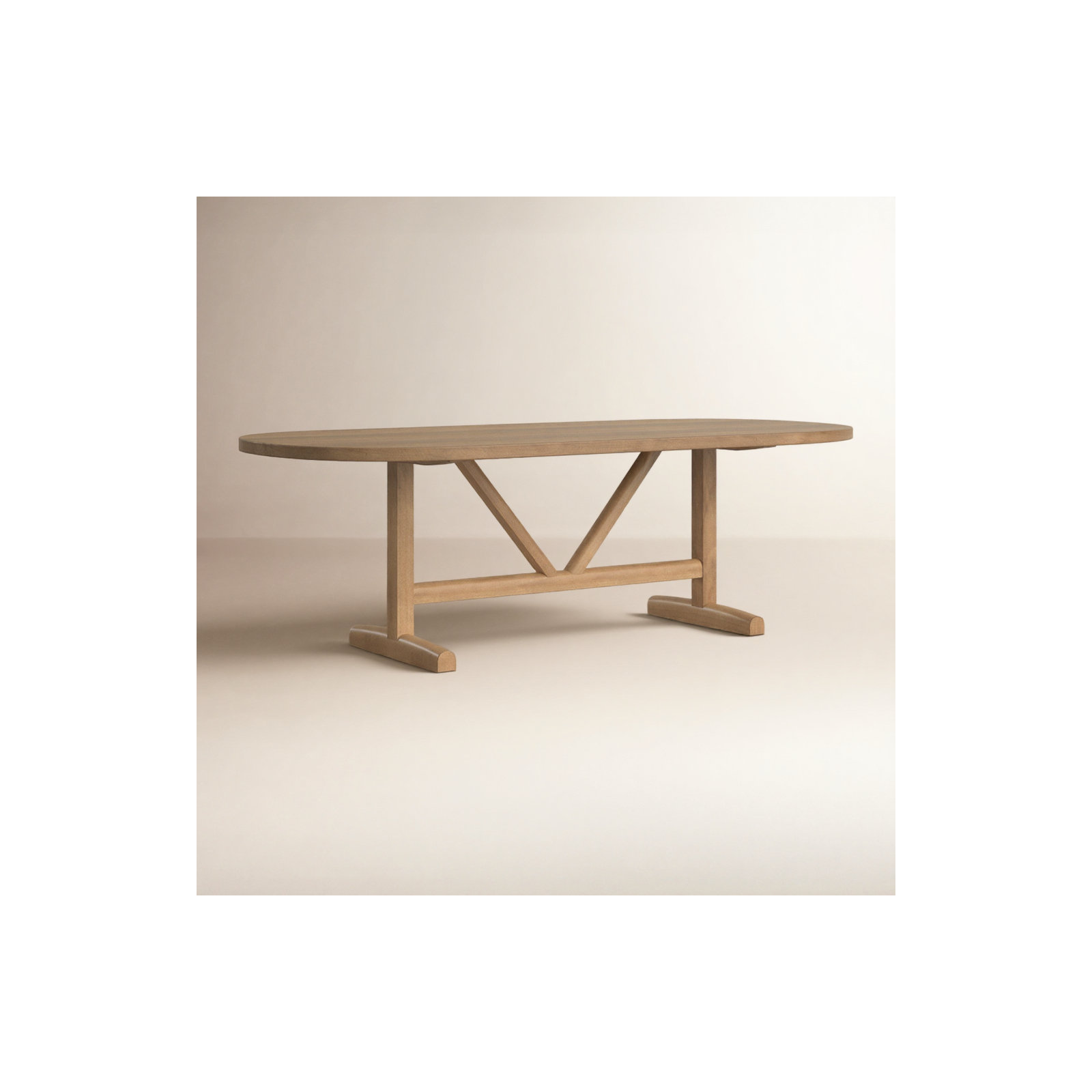 Rune 94'' Oval Dining Table, Light Brown, 42" W x 94" L