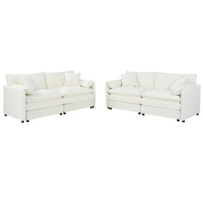 Ensemble de salon en chenille 2 pièces, canapé surdimensionné à assise profonde, 4 coussins, canapé combiné, ensemble de causeuse