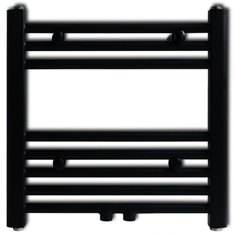 Waylon Flat Panel Towel Rail Heated Towel Rails, 480mm H x 480mm W x 2.2mm D, Black