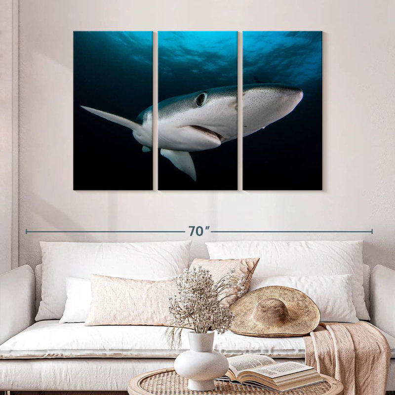 Requin bleu sous-marin Brampt, H 32 po x l 50 po