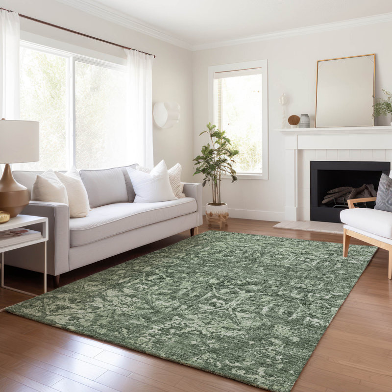 Premium Machine Washable Mayfield AMF40 Oriental Rug, Green, 10' x 14'