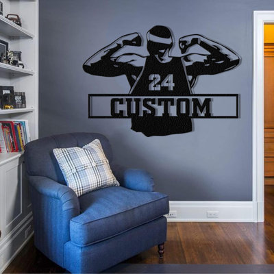 Décoration murale de sportif, panneau de nom personnalisé en métal, décoration murale personnalisable