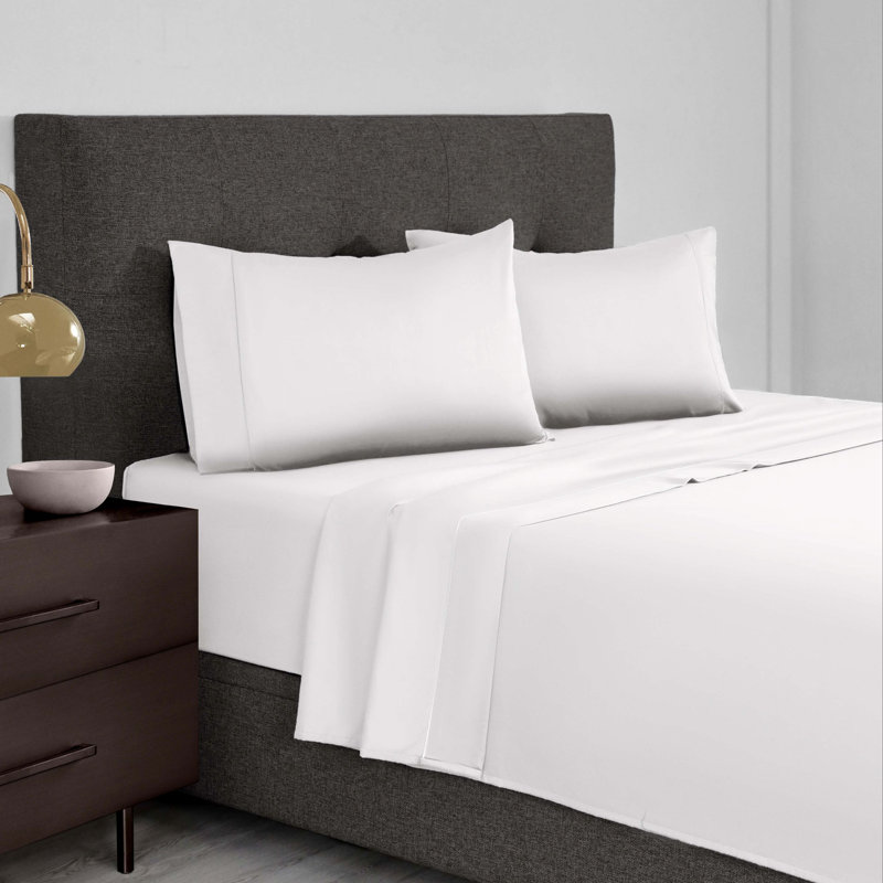 Supima 100% Cotton Standard Sheet Set, Bright White, Queen Sheet Set with 2 Pillowcases