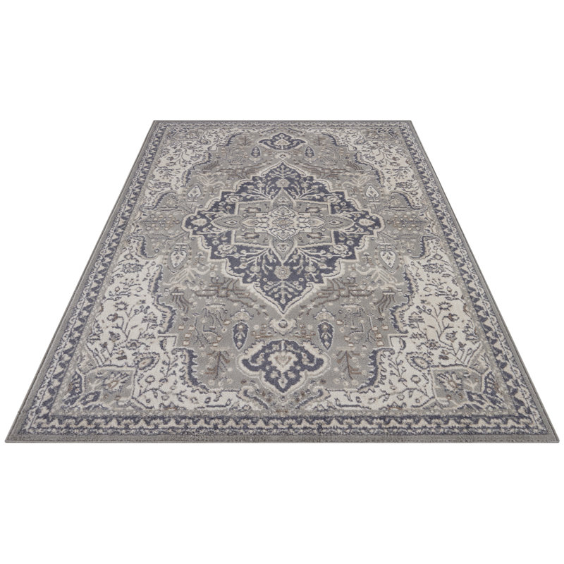 Handwoven Ivory/Grey Rug, Rectangular 80 x 120cm