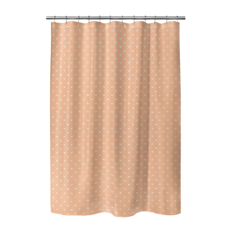 Rideau de douche ultra-mince Teeny Tiny, Orange / pois pêche 2, H 70 po x l 90 po