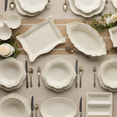 Heritage Square Baker 12 po x 9,5 po 80 oz - Plat de cuisson en grès ivoire avec poignées à volutes en relief et rebord perlé - Service à vaisselle classique pour casseroles, brownies et rôtis