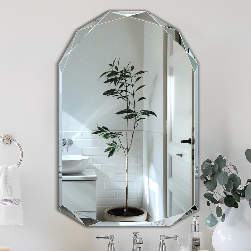 Frameless Bathroom Mirror,Beveled Edge Frameless Mirror for Bathroom,Living Room,Entryway Home Decor,Elegant Wall Mirror