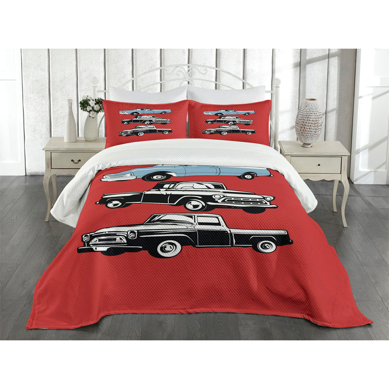 White Queen Polyester Bedspread Set with Shams